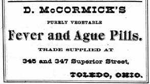 Ad for D. McCormick's Vegetable Pills
from 1872 City Directory25